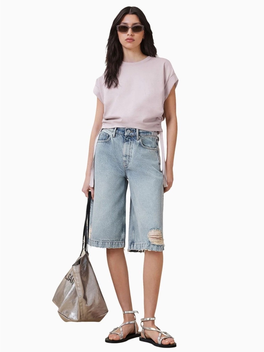 AllSaints Pink Mira Cotton T-Shirt Small